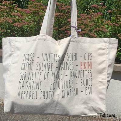 Tote bag XL liste plage