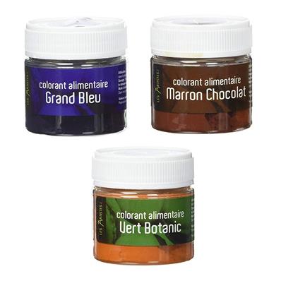 Lot 3 colorants bleu vert marron